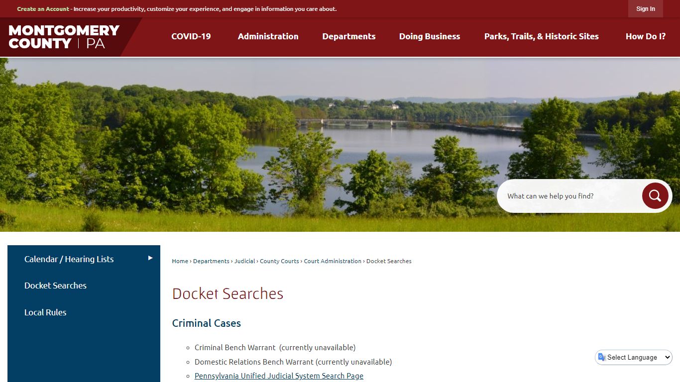 Docket Searches | Montgomery County, PA - Official Website